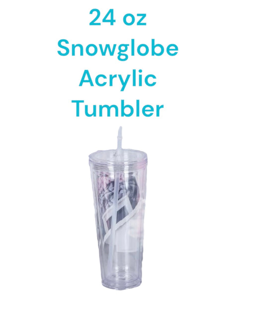 24 oz Acrylic Snow Globe Tumbler